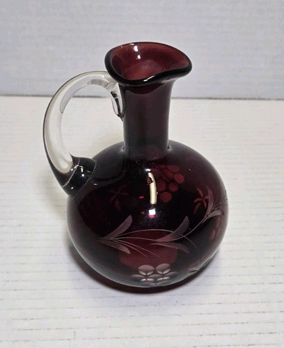 Vintage Ruby Red Cut To Clear Glass Crystal Cruet No Stopper - Picture 2 of 3
