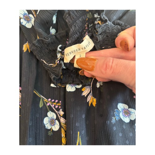 REBECCA TAYLOR NATALIE ÄRMELLOSES SEIDENTOP MIT BLUMENDRUCK MARINEBLAU GRÖSSE 2 - Bild 7 von 8