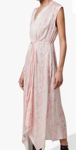 AllSaints Women's Tate Masala Snake Print Maxi Dress AP2 Soft Pink Size US:4 - Picture 2 of 14