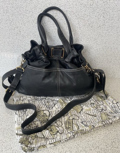 Barr + Barr New York Black Pebbled Leather Cross-Body Belted Satchel Large Bag - Picture 1 of 9