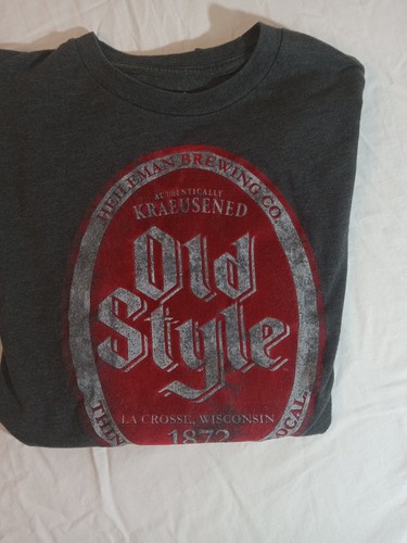 Old Style Beer Short Sleeve T Shirt Womens LargeGray Distressed Red Velvet Flock - Picture 12 of 13