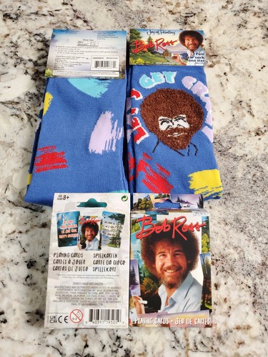 Bob Ross Playing Cards 52 Paintings & A Pair Of Bob Ross Socks #3 Brand New - Picture 1 of 3