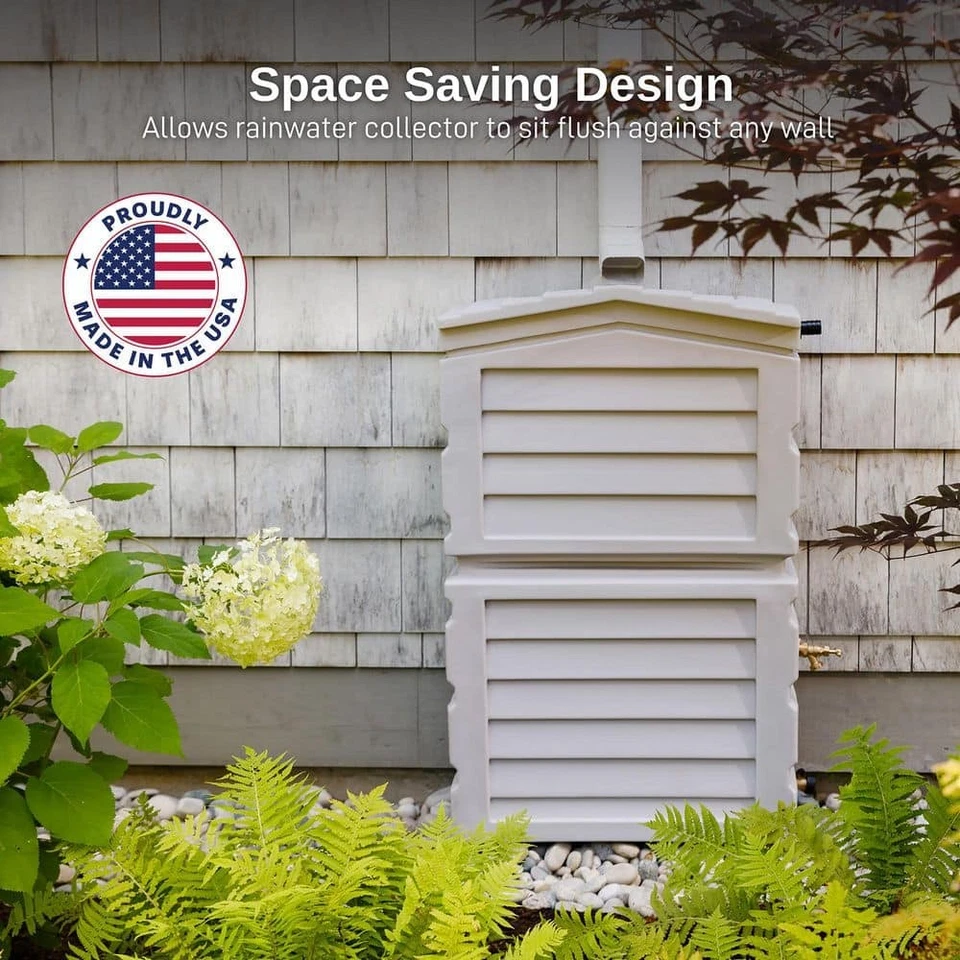 Colector de cobertizo de agua de lluvia de polietileno de 25 galones, color gris pizarra Foto 3 de 4