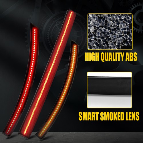 For Chevy Corvette C7 14-19 LED Side Marker & Rear Bumper Reflector Lamp Smoked - Picture 8 of 14