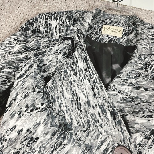 Alberto Makali Trench Coat Jacket Women’s Sz 8 Belted Embroidered Silver White - Picture 10 of 15