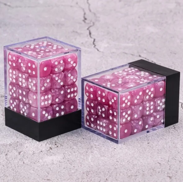 Наборы кубиков премиум-класса Galactic Dice - D6 Pink Pearl 12 мм (36 штук)