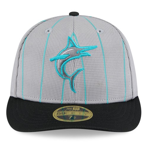 Men's New Era Gray/Black Miami Marlins 2025 Batting Practice Low Profile - Picture 2 of 5
