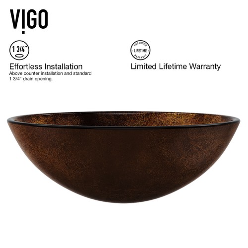 Vigo VG07505 Russet 16-1/2" Glass Bathroom Vessel Sink - Picture 5 of 9