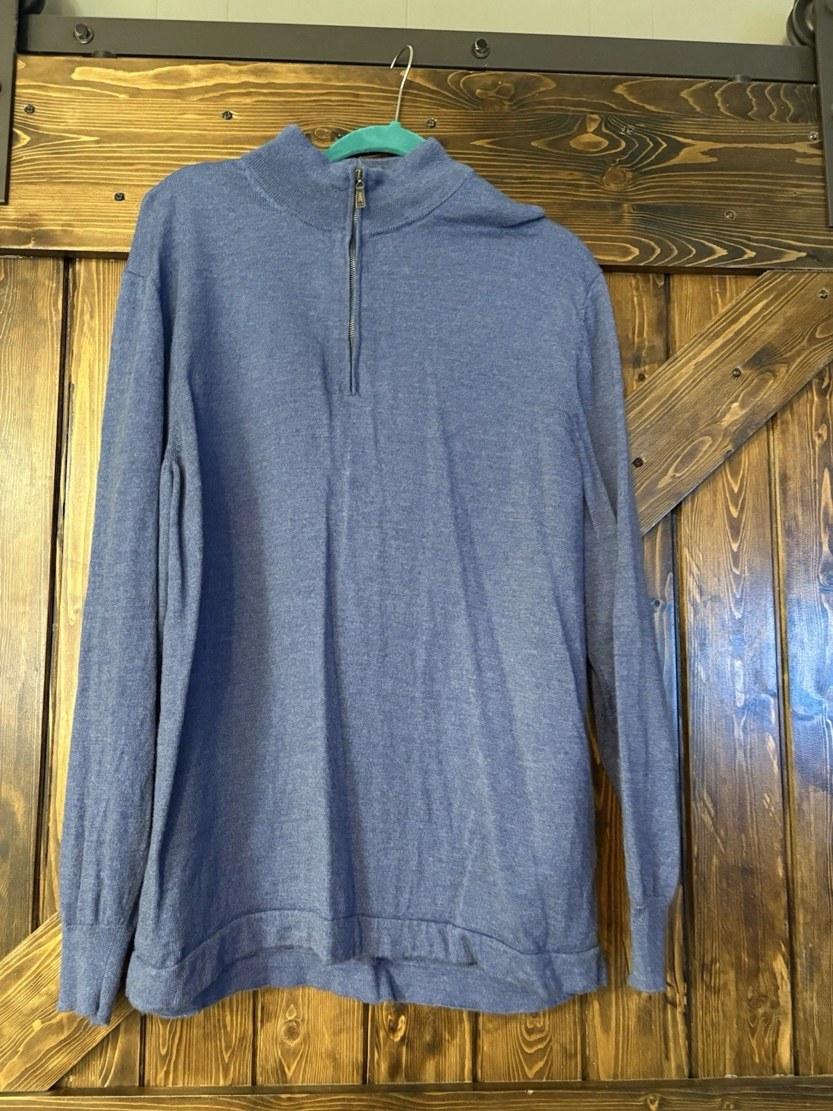 Joseph Abboud Merino Wool 1/4 Zip Sweater Mens 2XL Mock Neck Pullover Blue