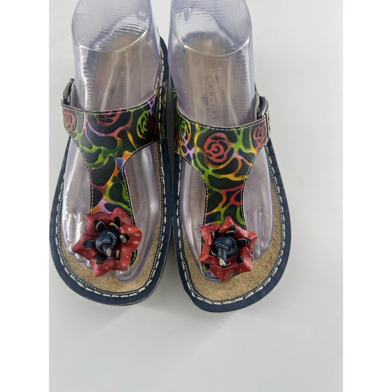 Spring Step L'Artiste Womens Aldora Sandals Size 37 US 7 Blue Red Flip Flop