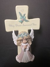 Rare Precious Moments Hanging Angel Cross May Peace Surround You Resin No Box