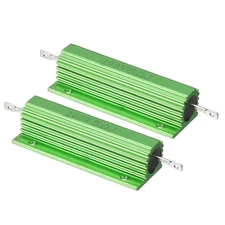 100W 5 Ohm Aluminum Shell Resistor, 2 Pack Aluminum Housing Resistor, Green