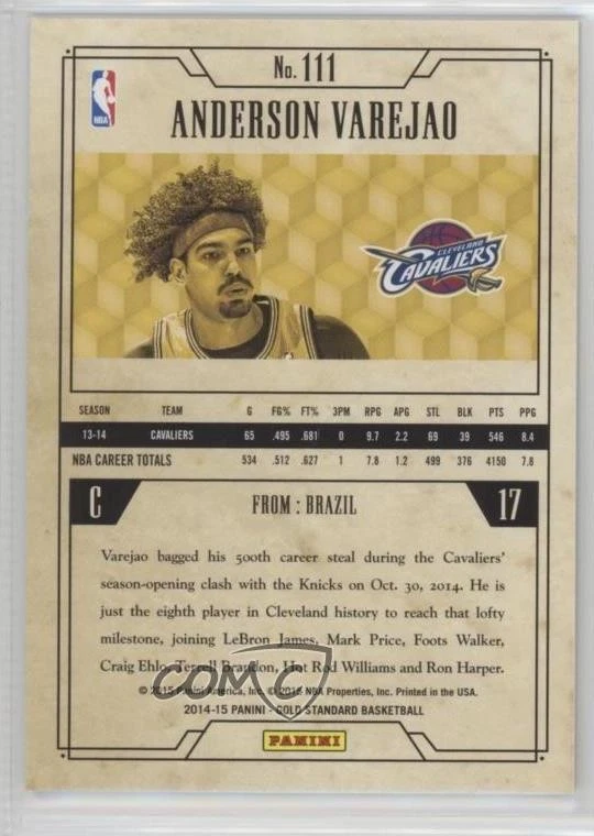 2014-15 Panini Gold Standard Gold (AU) /79 Anderson Varejao #111 - Image 2 of 2