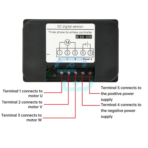 10-55V15A Brushless DC Speed Controller 3-Phase Motor Controller Forward/Reverse - Picture 9 of 24