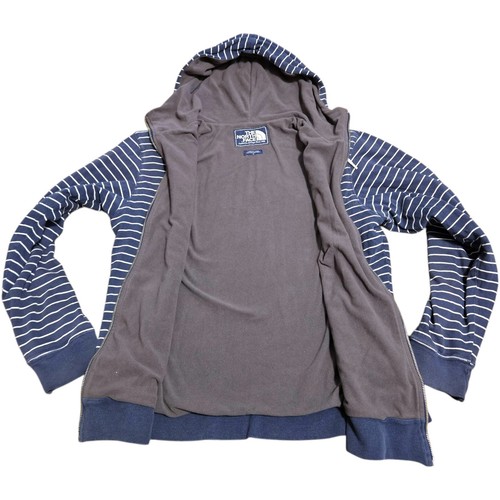 North Face Mens Hoodie Large Y2K 2012 Zip-Up Fleece Lined Navy Striped - 第 2/9 張圖片