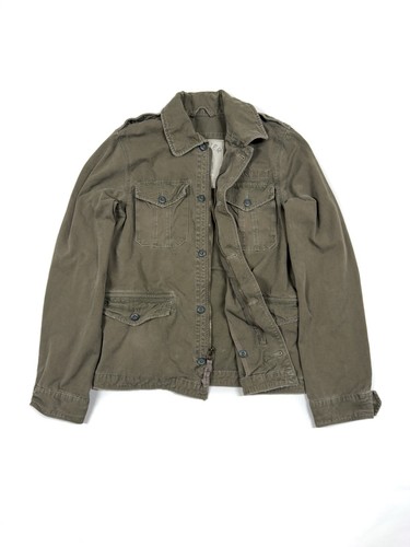 Hollister Military Field Jacket Mens Medium Olive Green Army Full Zip Button Y2K - Picture 3 of 4