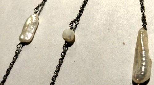 Vintage Japanese Biwa Pearl and Rare Japanese Glass Beads Beaded Necklace - Picture 9 of 16