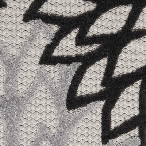 Nourison Aloha Indoor/Outdoor Black White 3' x 5' Area Rug, Easy Cleaning, No... - Foto 5 di 7