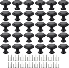 Cabinet Knobs, 30 PCS 30mm Dresser Premium Drawer 30pcs/pack, Black 