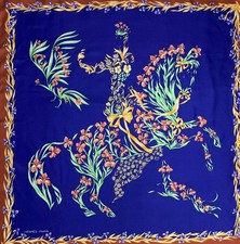 Free FedEx Authentic HERMES Scarf Carre 90 Cheval Fleuri  206 