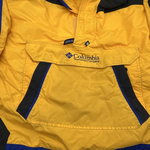 Vintage 90s Columbia Sportswear Jacket Men Large Yellow Black Windbreaker Coat - Picture 4 of 14