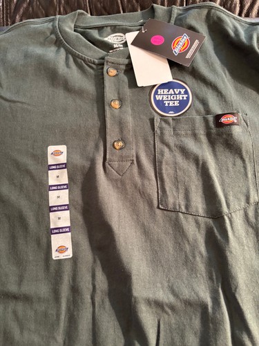 Camicia da lavoro Dickies nuova con etichetta manica lunga verde con taschino cotone pesante bottone - Foto 3 di 6