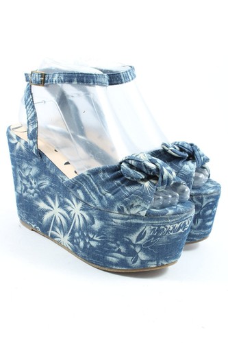COOL WAY Sandalias con plataforma Mujeres Talla EU 37 azul-blanco elegante - Imagen 5 de 5