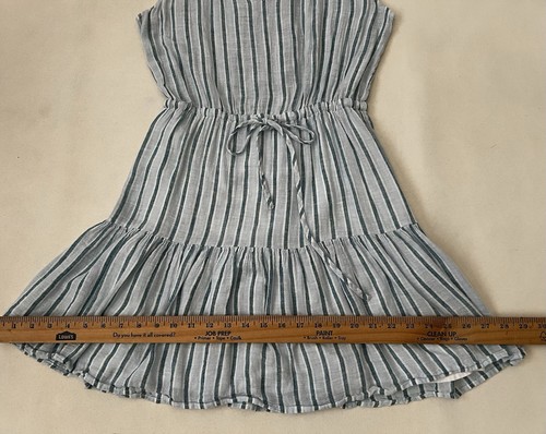 Rails Albany Mini Dress Striped V-Neck Linen Blue/White S Lined Ruffle Coastal - Picture 14 of 19