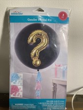 Baby Gender Reveal 36 Inch Black Balloon With pink and blue confetti boy girl