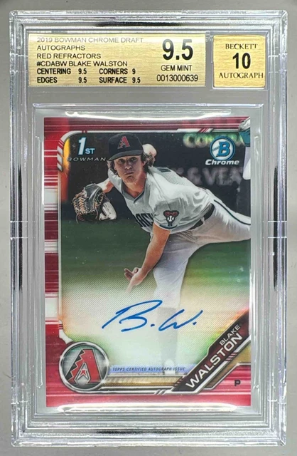 Blake Walston 2019 Bowman Chrome Draft Red Refractor Auto 1st RC 5/5 BGS 9,5/10