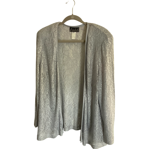 Alex Evenings Women's 22W Formal Dress Set Gray Lace Overlay Sleeveless - Picture 11 of 18