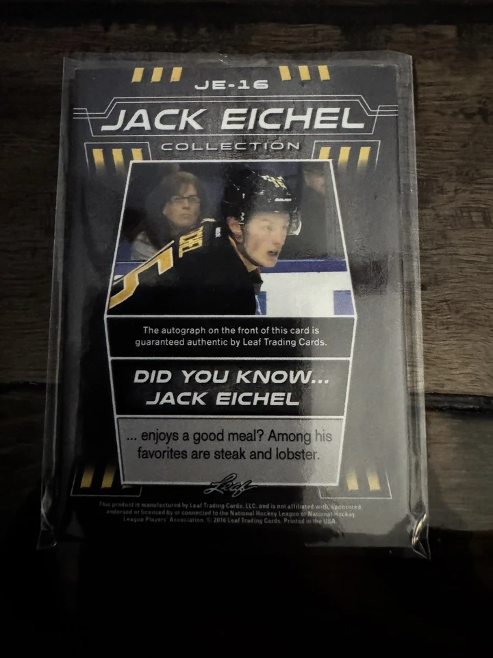 Jack Eichel 2016-17 Leaf Collection Auto AZUL SN 2/10 NHL Hockey Buffalo Sabres Foto 4 de 4
