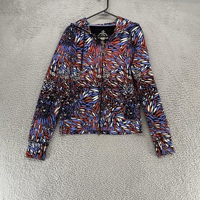 Y2K Marc Ecko Hoodie Womens Large Zip Up Floral Print Graphic