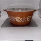 Vintage Pyrex Terra Cotta Rose 1.5 Quart Casserole Dish 474B With LID 474C