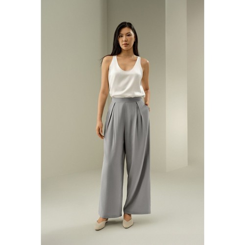 LilySilk Cropped-Hose glatt Seide weites Bein - edel grau 14