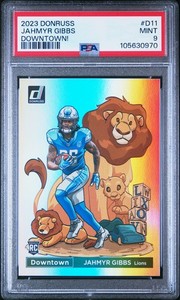 2023 Panini Donruss Jahmyr Gibbs Downtown! RC #D-11 | PSA Mint 9 | Lions