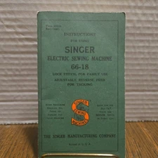 Singer 66-18 Sewing Machine Instruction User Manual Guide Book. 