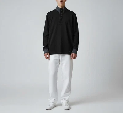 Hugo Boss Orange Label Whoosh Sweat-Shirt Homme Col Montant Noir M Coton - Photo 1/4