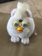 Vtg 1999 Furby Buddies Beanie Plush Tiger 70-700 Rare White with Brown eyes