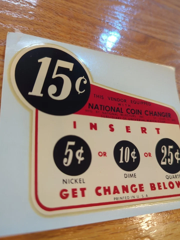 NOS Vintage Coca Cola Vending Machine labels 15 Cents Decal Coke Changer Rare - Image 2 of 4