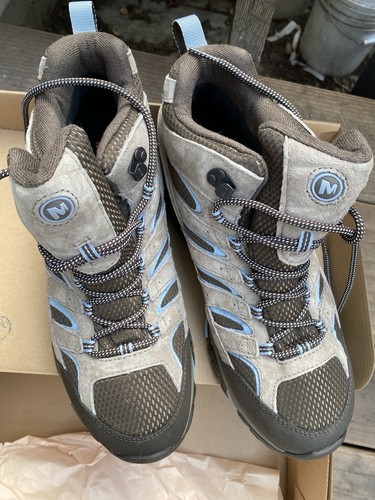 Merrell Moab 2 Mid Waterproof Tan Hiking Boots Women's Size 12 - Picture 3 of 5