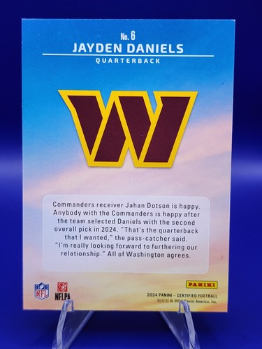 2024 Certified - JAYDEN DANIELS - Rookie Franchise Foundations Orange /149 - Bild 2 von 2