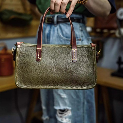 Vintage Genuine Leather Tote Bag Women Crossbody Shoulder Handbag Small Satchel - Picture 6 of 6