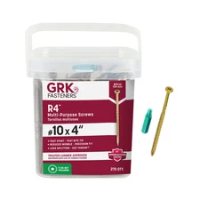 GRK Fasteners R4™ #10 x 4 Inch, Multi-Purpose Framing Screws, 270 PCS, Rust