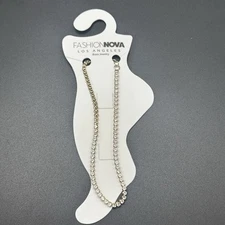 Fashion Nova Rhinestone Anklet Gold Tone Adjustable NEW