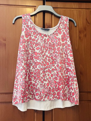 M&S Collection Pink Mix Animal Print Satin Front Jersey Back Sleeveless Top UK16 - Picture 6 of 6