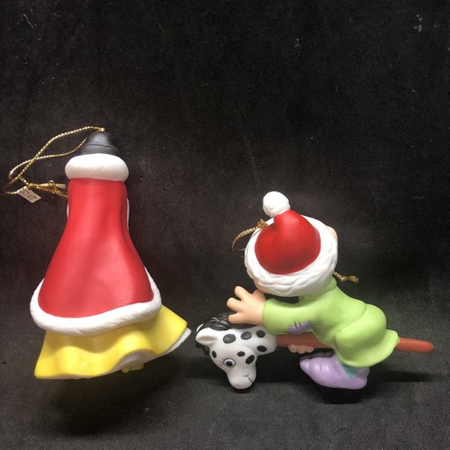 Grolier Porcelain Ornament Snow White & Dopey On Christmas Horsey 1996 Disney - Picture 4 of 12