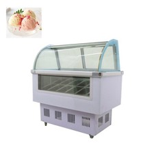 12 Pans Hard Ice Cream Display Case Freezer Commercial Showcase LED Lighting