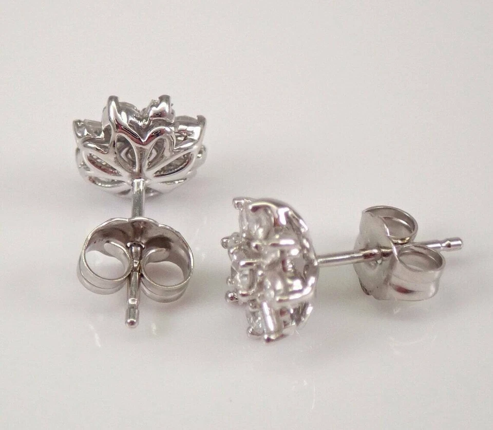 1.4 Ct Round Cut Diamond Simulated Flower Stud Earrings Gift 925 Sterling Silver - Image 4 of 4