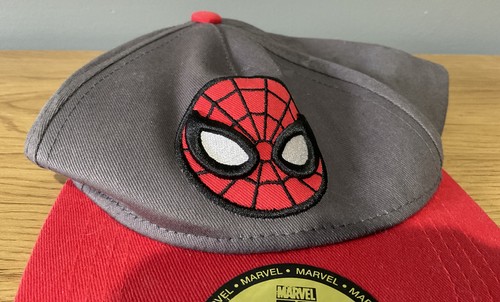 Spider Man Red Grey Cotton Cap Hat Marvel Kids Size 4-6 VGC Free Postage - Picture 3 of 6